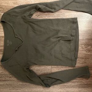 Olive Long Sleeve Ribbed Top